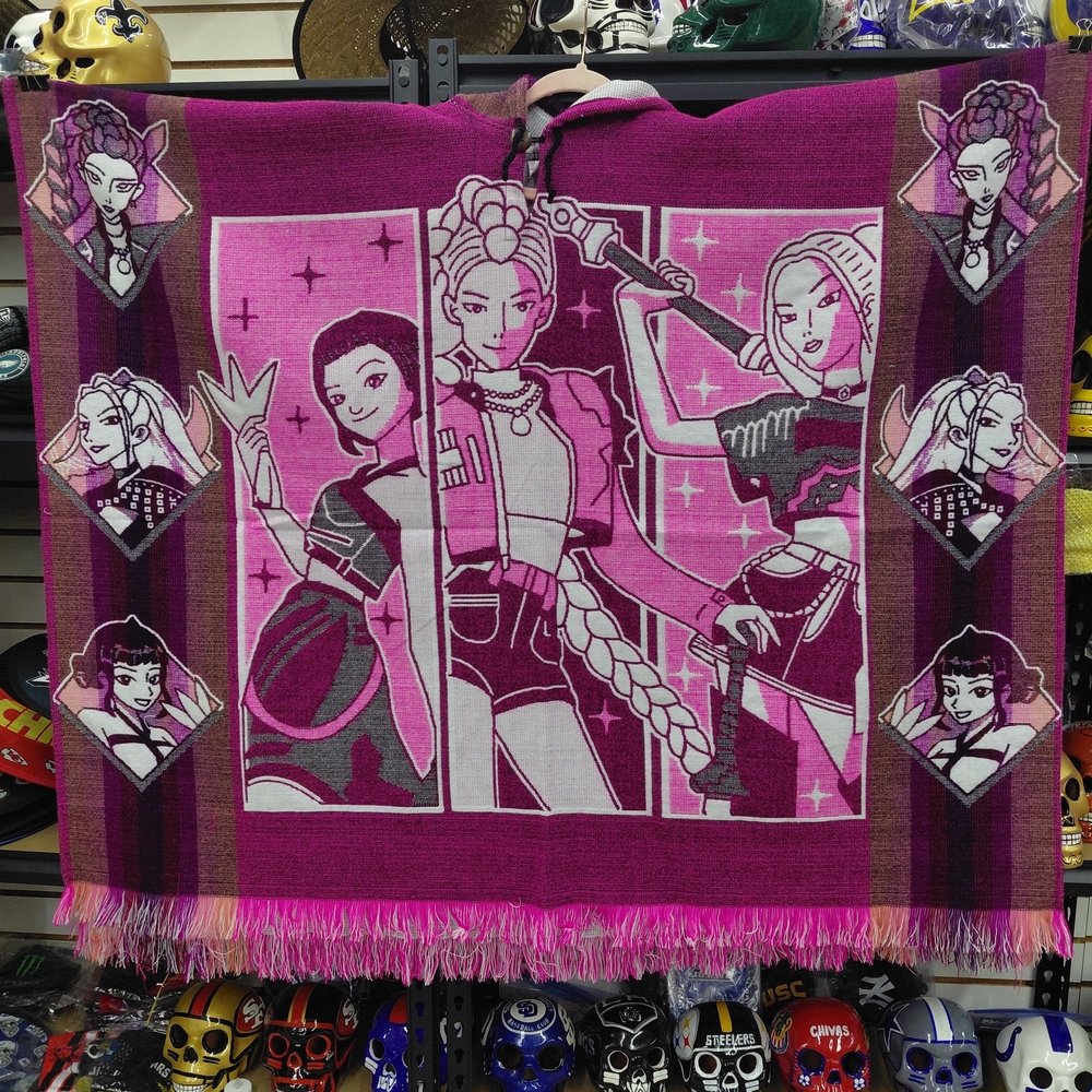K-Pop Demon Hunters Vibrant Pink Graphic Poncho